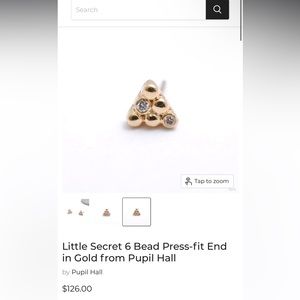 Pupil Hall - Little Secret x 6 - solid yellow gold & diamond - threadless end